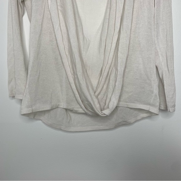 Eileen Fisher white twist front tencel merino wool long sleeve top - Picture 2 of 8